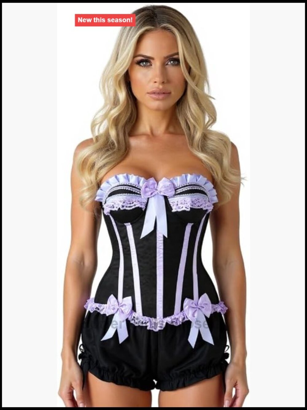 Steel Boned Burlesque Corset & Bloomers 2 Pc Plus Size Set